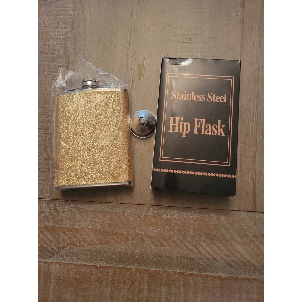 Gold Blinged Out Hip 8oz Stainless Steel Flask, Brand new Lot Of 8 Multi Colored